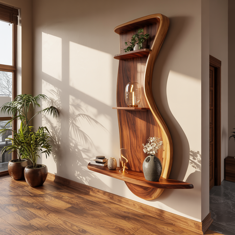 Curveline Solid Wood Floating Display Shelf - Timberustic Display Shelf