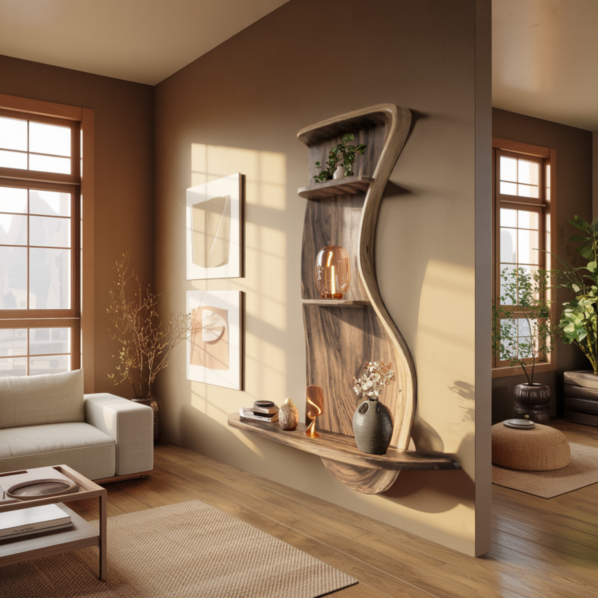 Curveline Solid Wood Floating Display Shelf - Timberustic Display Shelf