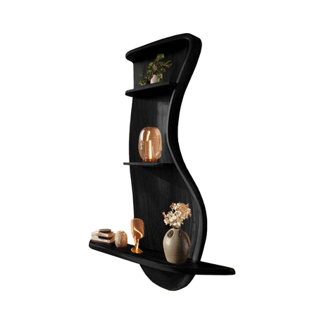 Curveline Solid Wood Floating Display Shelf Black - Timberustic Display Shelf