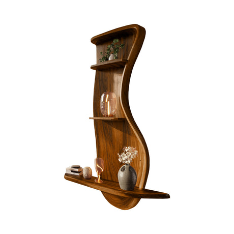 Curveline Solid Wood Floating Display Shelf Brown - Timberustic Display Shelf
