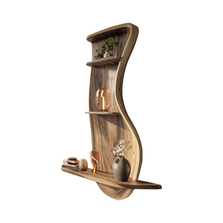 Curveline Solid Wood Floating Display Shelf Natural Oak - Timberustic Display Shelf