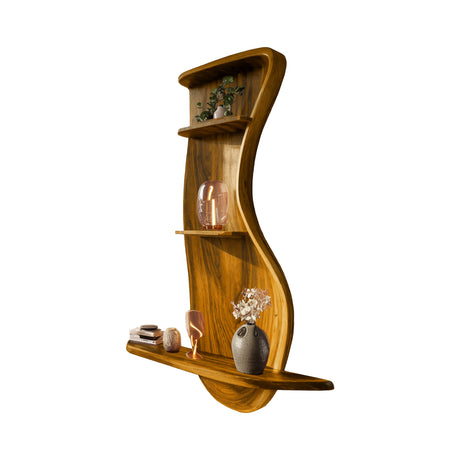 Curveline Solid Wood Floating Display Shelf Teak - Timberustic Display Shelf