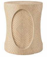 Custom Carved Solid Wood Side Table 20"DIA × 25"H - Timberustic