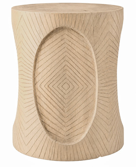 Custom Carved Solid Wood Side Table 20"DIA × 25"H - Timberustic