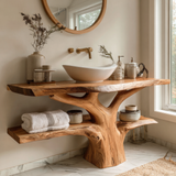 Dalmor Sculpted Solid Wood Freestanding Bathroom Vanity with Shelves - Timberustic Freestanding Bathroom Vanity with Shelves