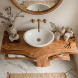 Dalmor Sculpted Solid Wood Freestanding Bathroom Vanity with Shelves - Timberustic Freestanding Bathroom Vanity with Shelves
