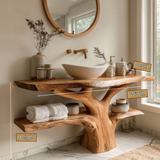 Dalmor Sculpted Solid Wood Freestanding Bathroom Vanity with Shelves - Timberustic Freestanding Bathroom Vanity with Shelves