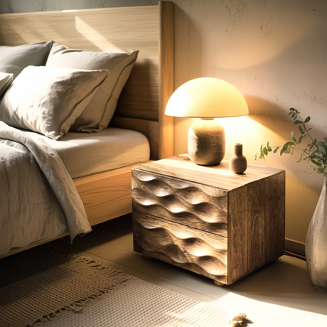 Deepwave Solid Wood Handcrafted Bedside Table