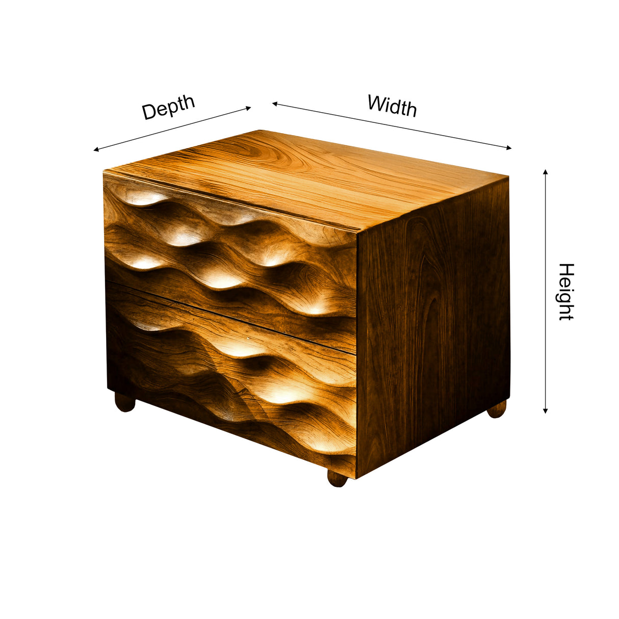 Deepwave Solid Wood Handcrafted Bedside Table
