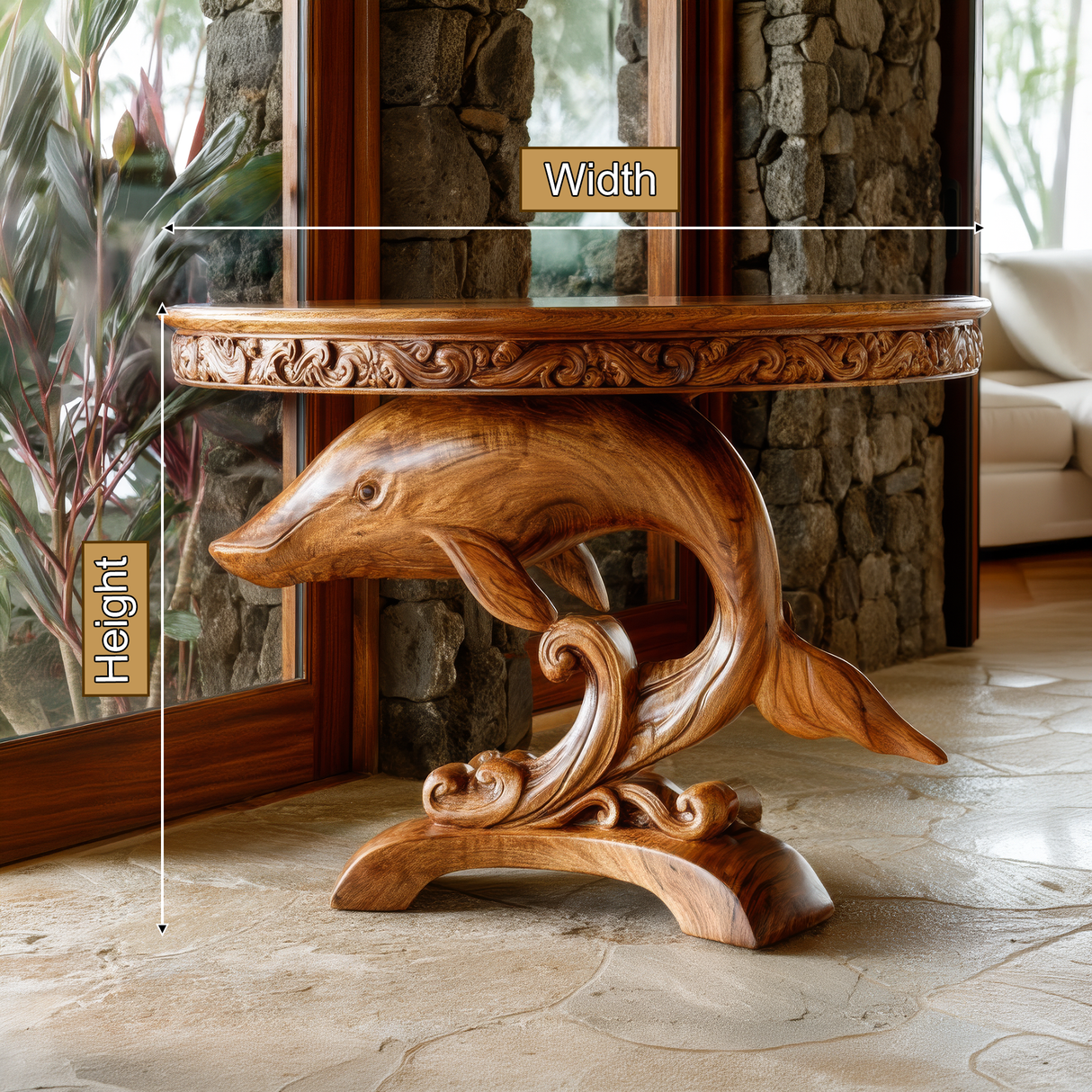 Delpharis Sculpted Solid Wood Pedestal Stand - Timberustic Pedestal Stand