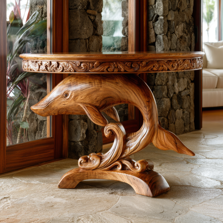Delpharis Sculpted Solid Wood Pedestal Stand - Timberustic Pedestal Stand