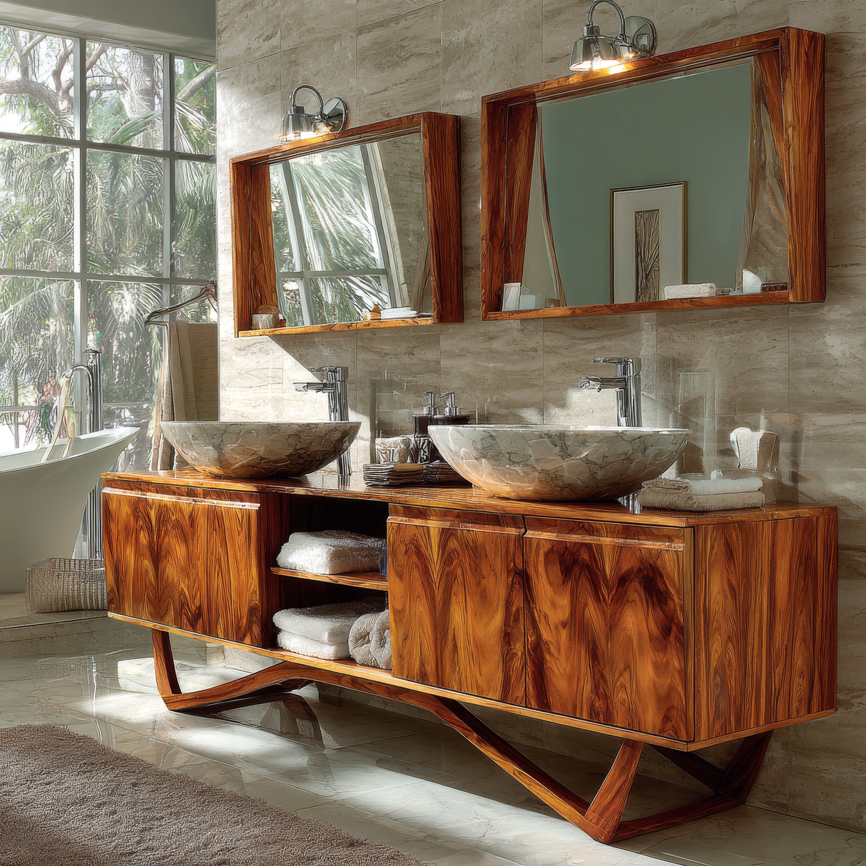 Dovaro Solid Wood Double Freestanding Bathroom Vanity with Cabinet - Timberustic Freestanding Bathroom Vanity with Cabinet