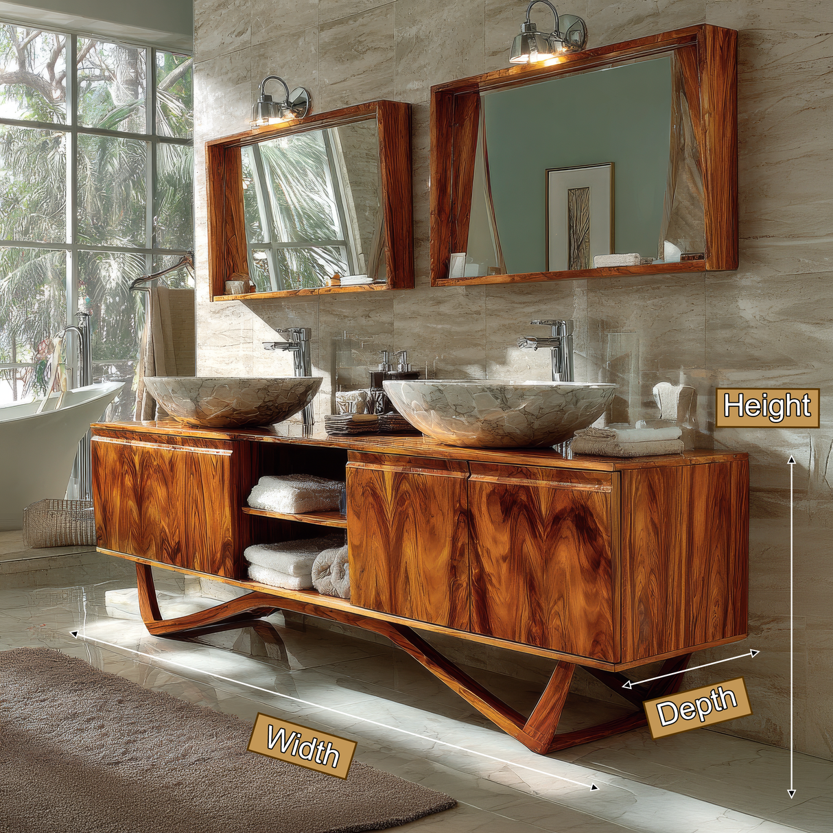 Dovaro Solid Wood Double Freestanding Bathroom Vanity with Cabinet - Timberustic Freestanding Bathroom Vanity with Cabinet