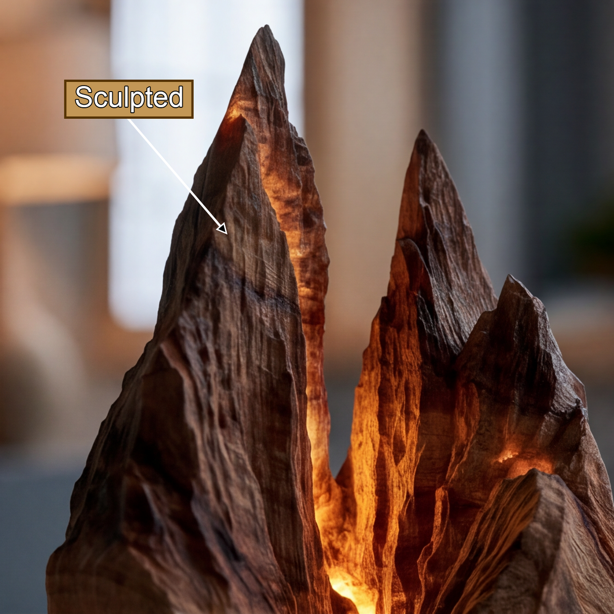 Draemor Sculpted Solid Wood Mountain Table Lamp SPA902589