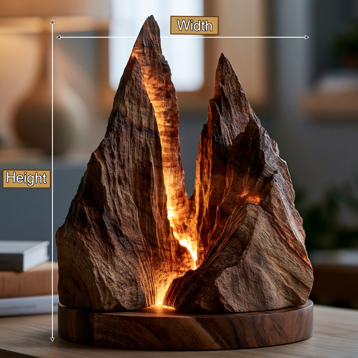 Draemor Sculpted Solid Wood Mountain Table Lamp SPA902589