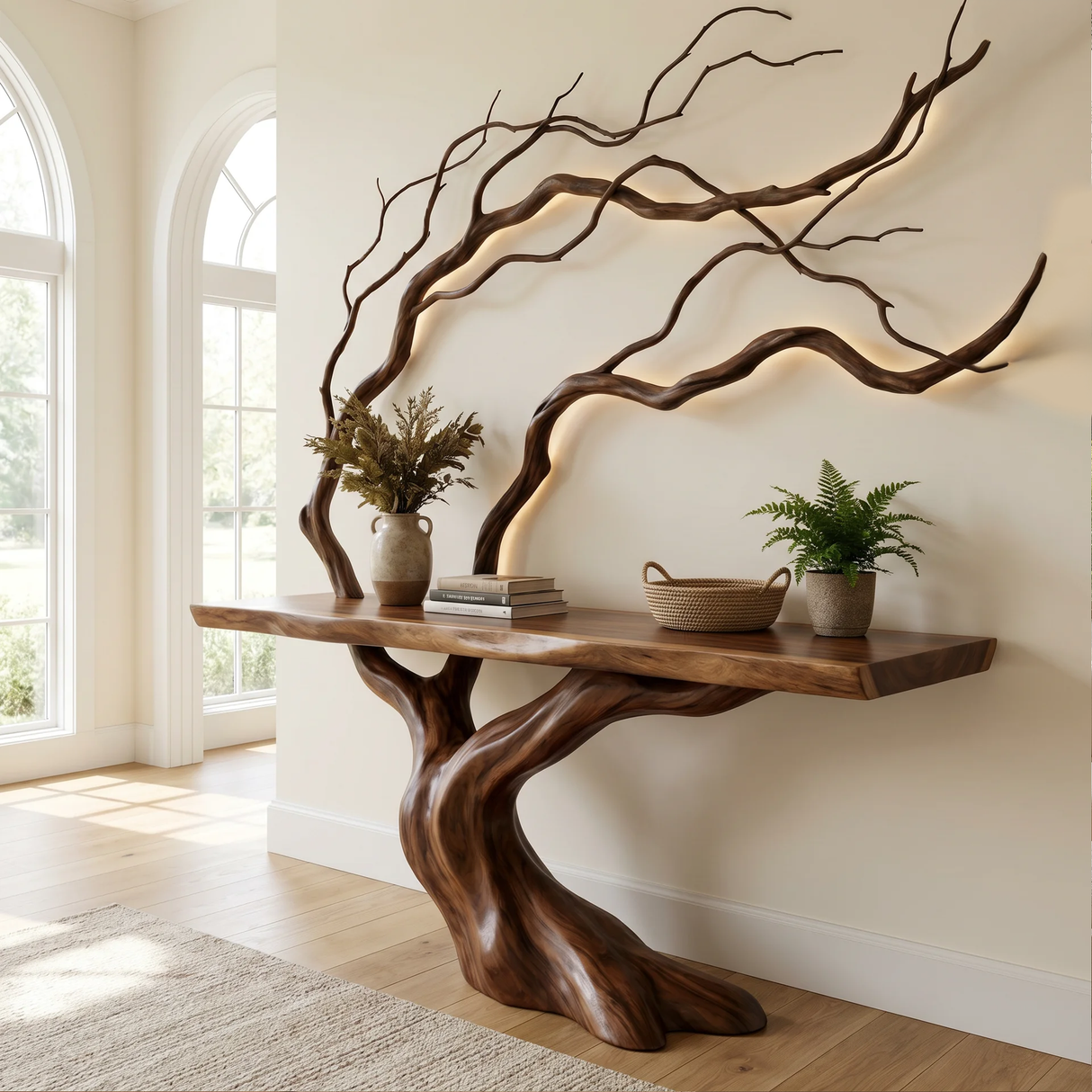 Draevanor Sculpted Solid Wood Console Table SPA293342