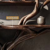 Draevon Sculpted Solid Wood Console Table with Shelves - Timberustic Console Table with Shelves