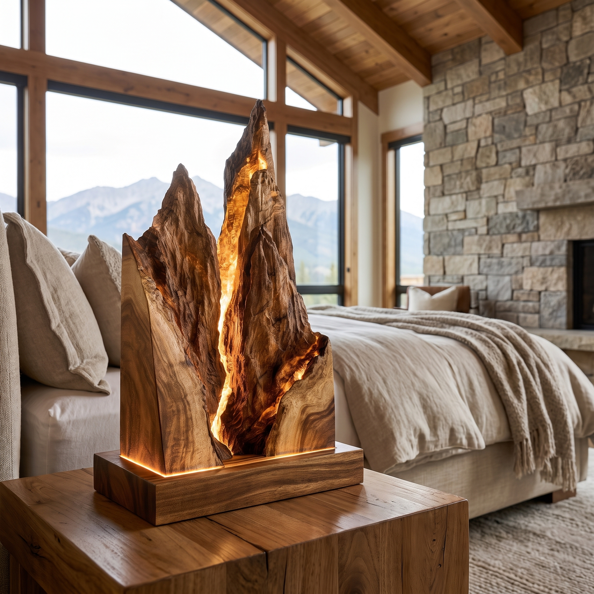 Drakmire Sculpted Mountain Table Lamp Brown - Timberustic Table Lamp