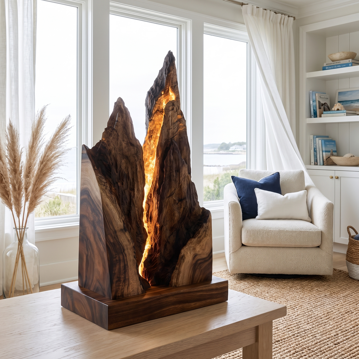 Drakmire Sculpted Mountain Table Lamp Dark Walnut - Timberustic Table Lamp