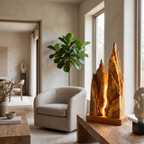 Drakmire Sculpted Mountain Table Lamp Teak - Timberustic Table Lamp