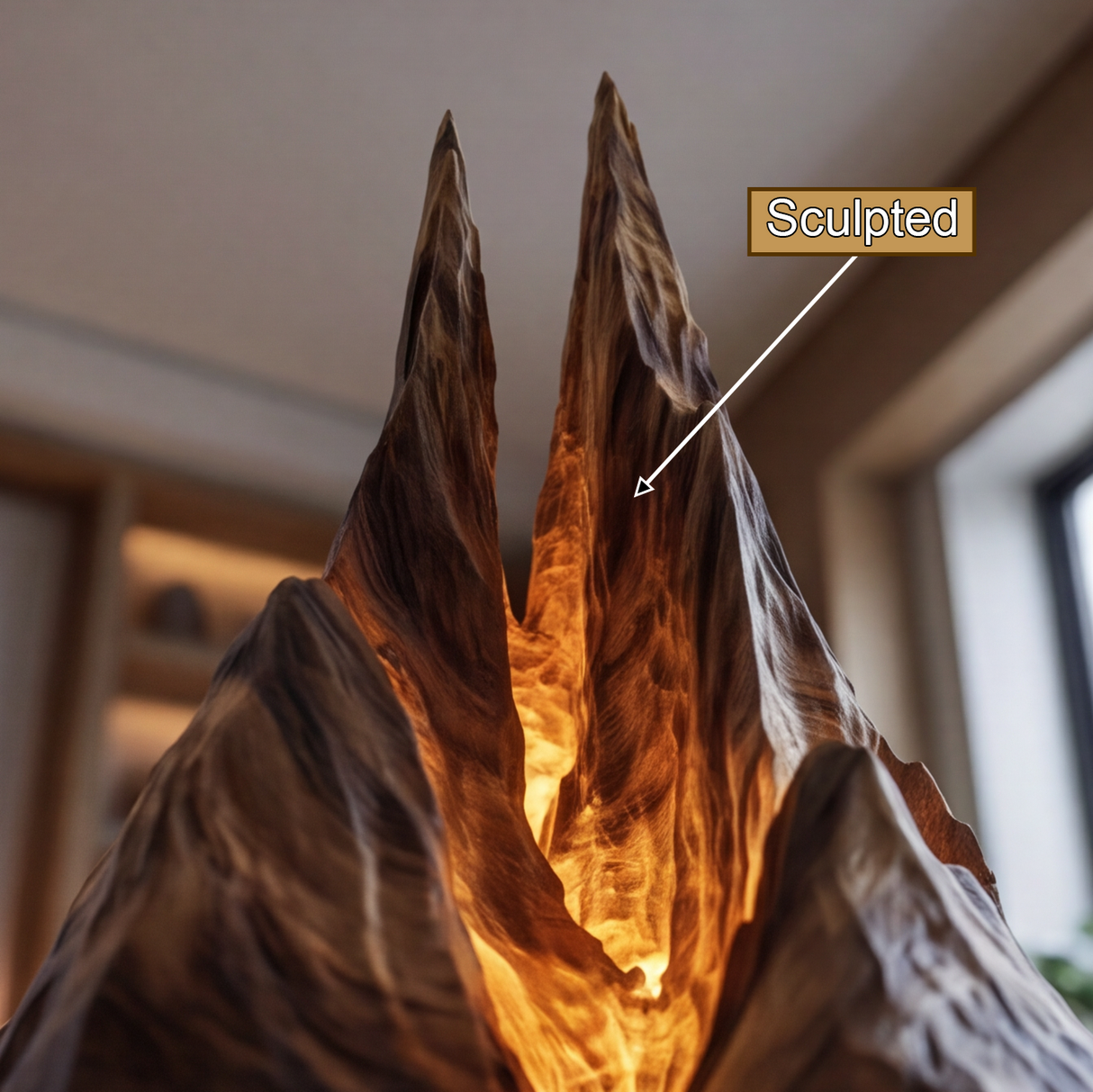 Drakmor Sculpted Solid Wood Mountain Table Lamp