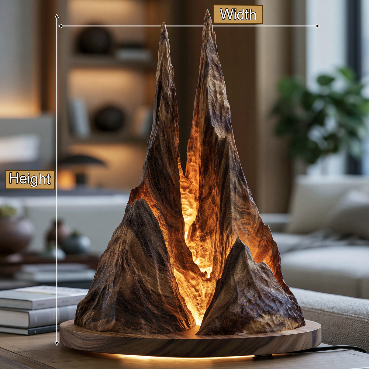 Drakmor Sculpted Solid Wood Mountain Table Lamp