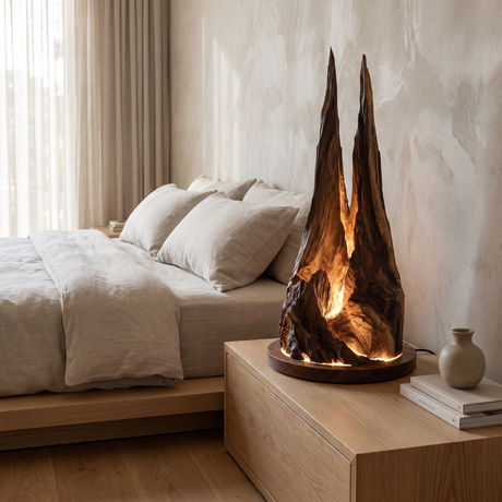 Drakmora Sculpted Mountain Table Lamp Dark Walnut - Timberustic Table Lamp