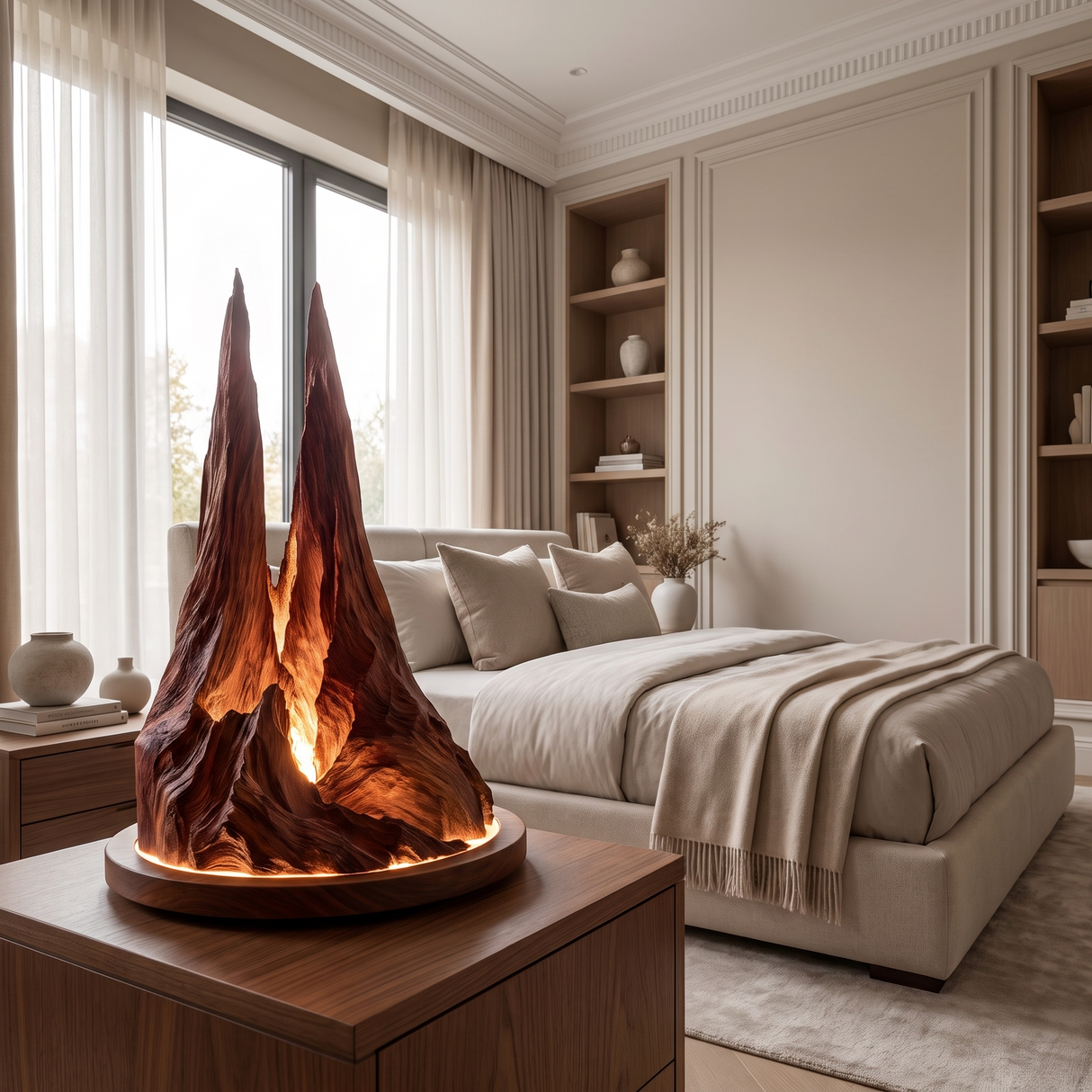 Drakmora Sculpted Mountain Table Lamp Mahogany - Timberustic Table Lamp
