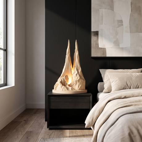 Drakmora Sculpted Mountain Table Lamp Natural Oak - Timberustic Table Lamp