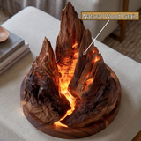 Drakora Sculpted Solid Wood Mountain Table Lamp