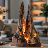 Drakspire Sculpted Solid Wood Mountain Table Lamp