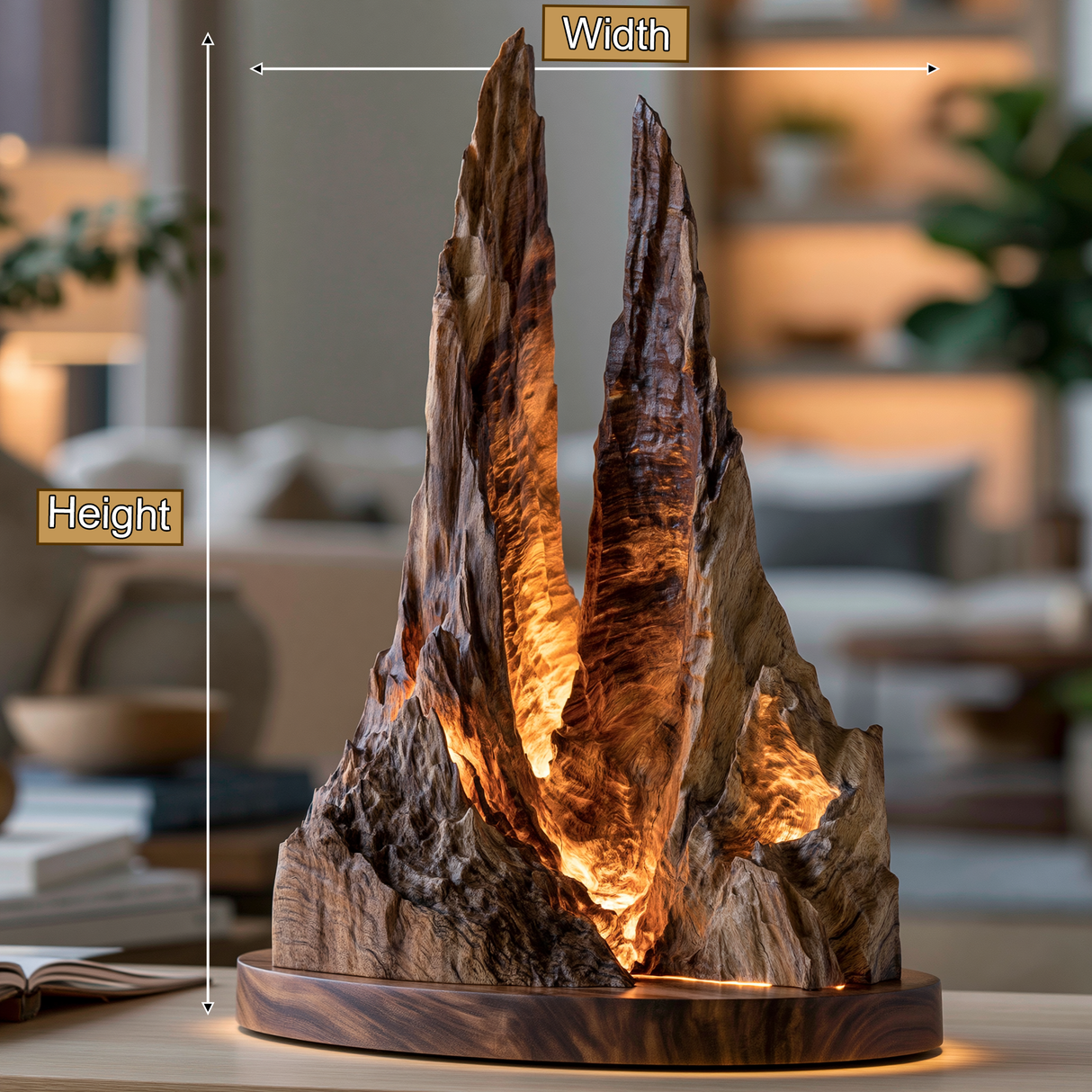 Drakspire Sculpted Solid Wood Mountain Table Lamp