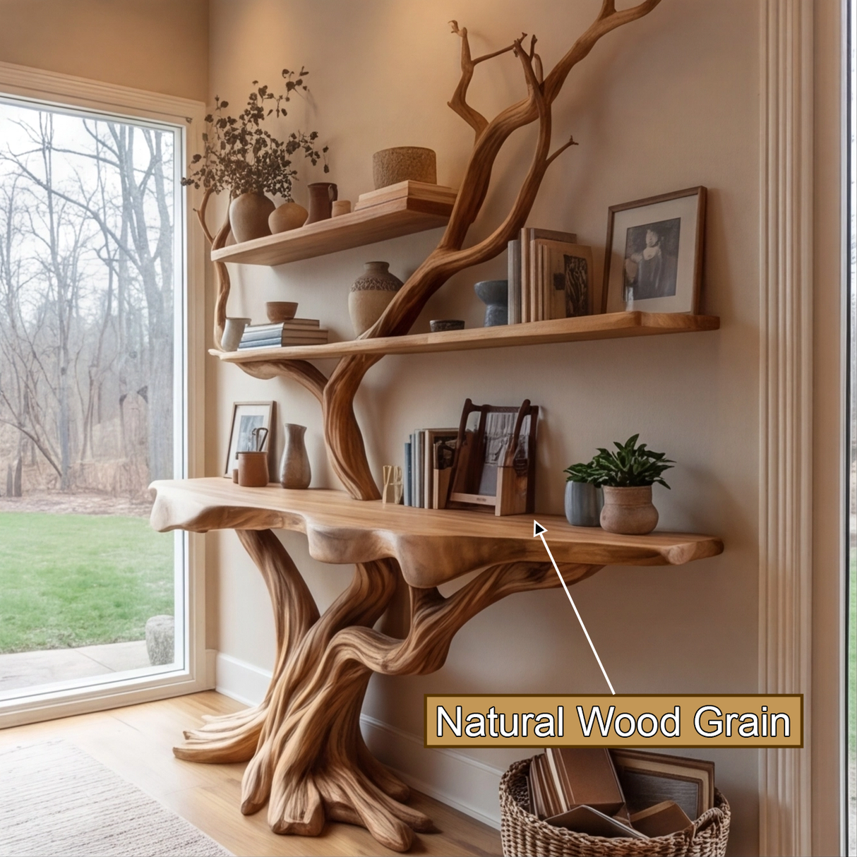 Dralen Sculpted Solid Wood Console Table with Shelves - Timberustic Console Table with Shelves