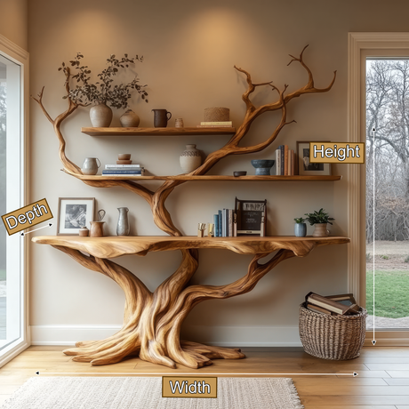 Dralen Sculpted Solid Wood Console Table with Shelves - Timberustic Console Table with Shelves