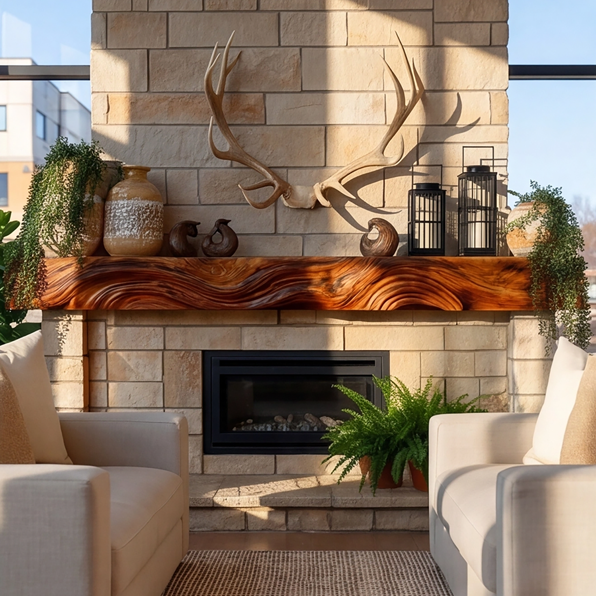 Dravaryn Handcrafted Solid Wood Fireplace Mantel Shelf - Timberustic Fireplace Mantel Shelf