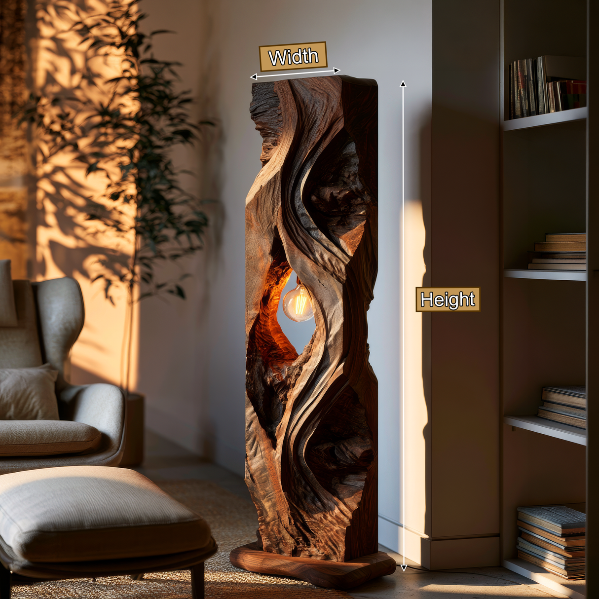 Dravaryn Sculpted Solid Wood Floor Lamp - Timberustic Floor Lamp