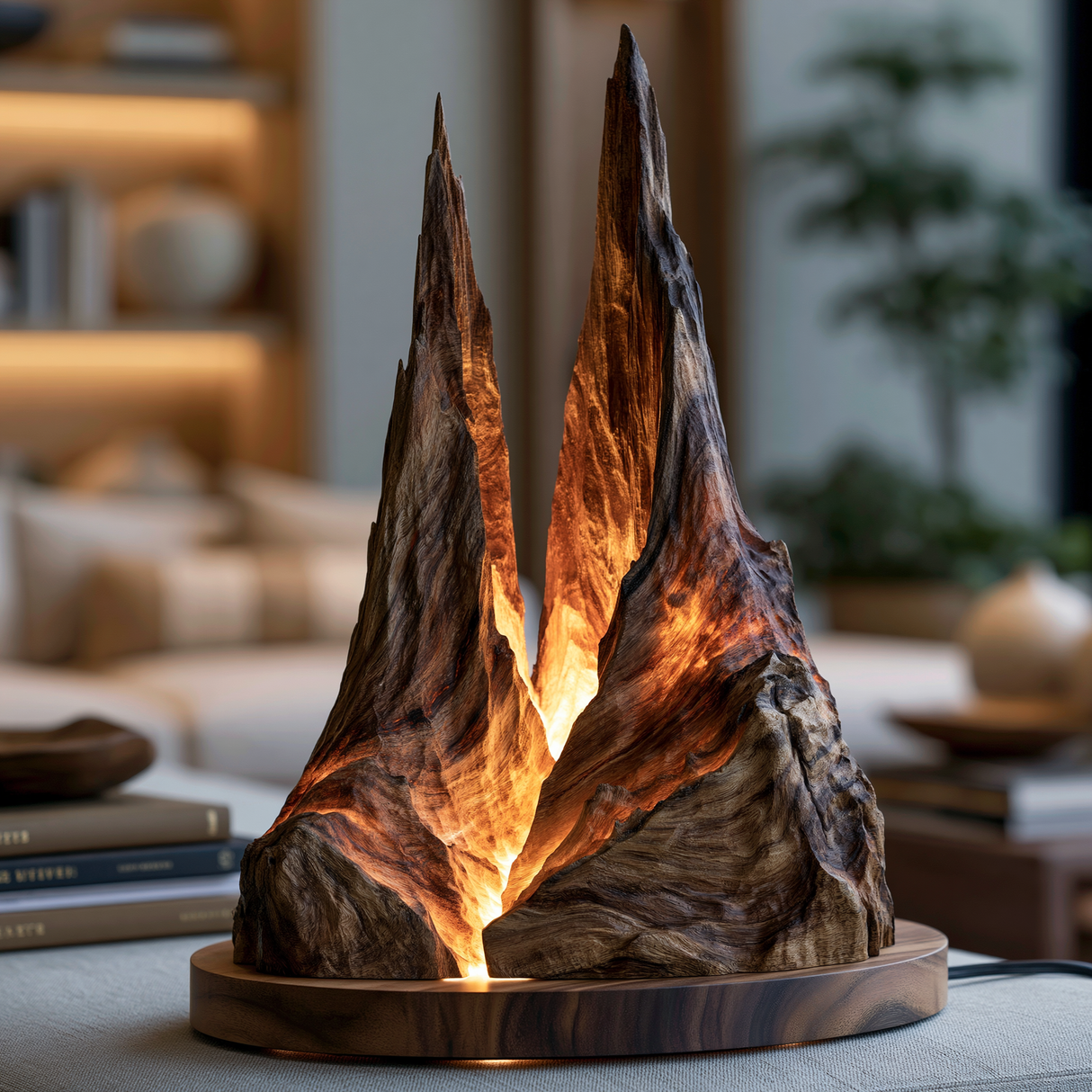 Dravaryn Sculpted Solid Wood Mountain Table Lamp SPA394574