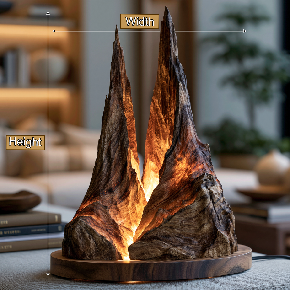 Dravaryn Sculpted Solid Wood Mountain Table Lamp SPA394574