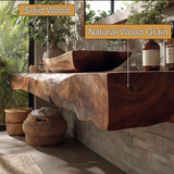Dravelle Live Edge Solid Wood Floating Bathroom Vanity SPA789521 - Timberustic Floating Bathroom Vanity