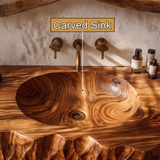 Dravento Handcrafted Sculpted Solid Wood Floating Bathroom Vanity with Integrated Sink SPA245346 - Timberustic Floating Bathroom Vanity with Integrated Sink