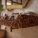 Dravento Handcrafted Sculpted Solid Wood Floating Bathroom Vanity with Integrated Sink SPA245346 - Timberustic Floating Bathroom Vanity with Integrated Sink