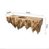 Dravik Hand-Carved Solid Wood Floating Bathroom Vanity with Integrated Sink - Timberustic Floating Bathroom Vanity with Integrated Sink