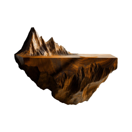 Dravik Sculpted Solid Wood Mountain Floating Shelf Brown - Timberustic Floating Shelf