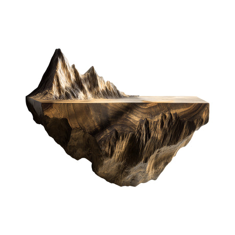 Dravik Sculpted Solid Wood Mountain Floating Shelf Natural Oak - Timberustic Floating Shelf