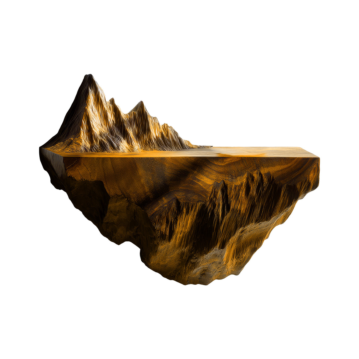 Dravik Sculpted Solid Wood Mountain Floating Shelf Teak - Timberustic Floating Shelf