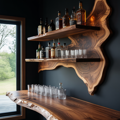 Dravino Live Edge Solid Wood Floating Wine Shelf - Timberustic Floating Wine Shelf