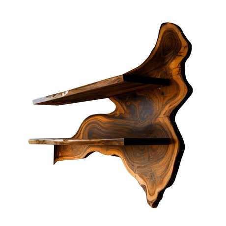 Dravino Live Edge Solid Wood Floating Wine Shelf Brown - Timberustic Floating Wine Shelf