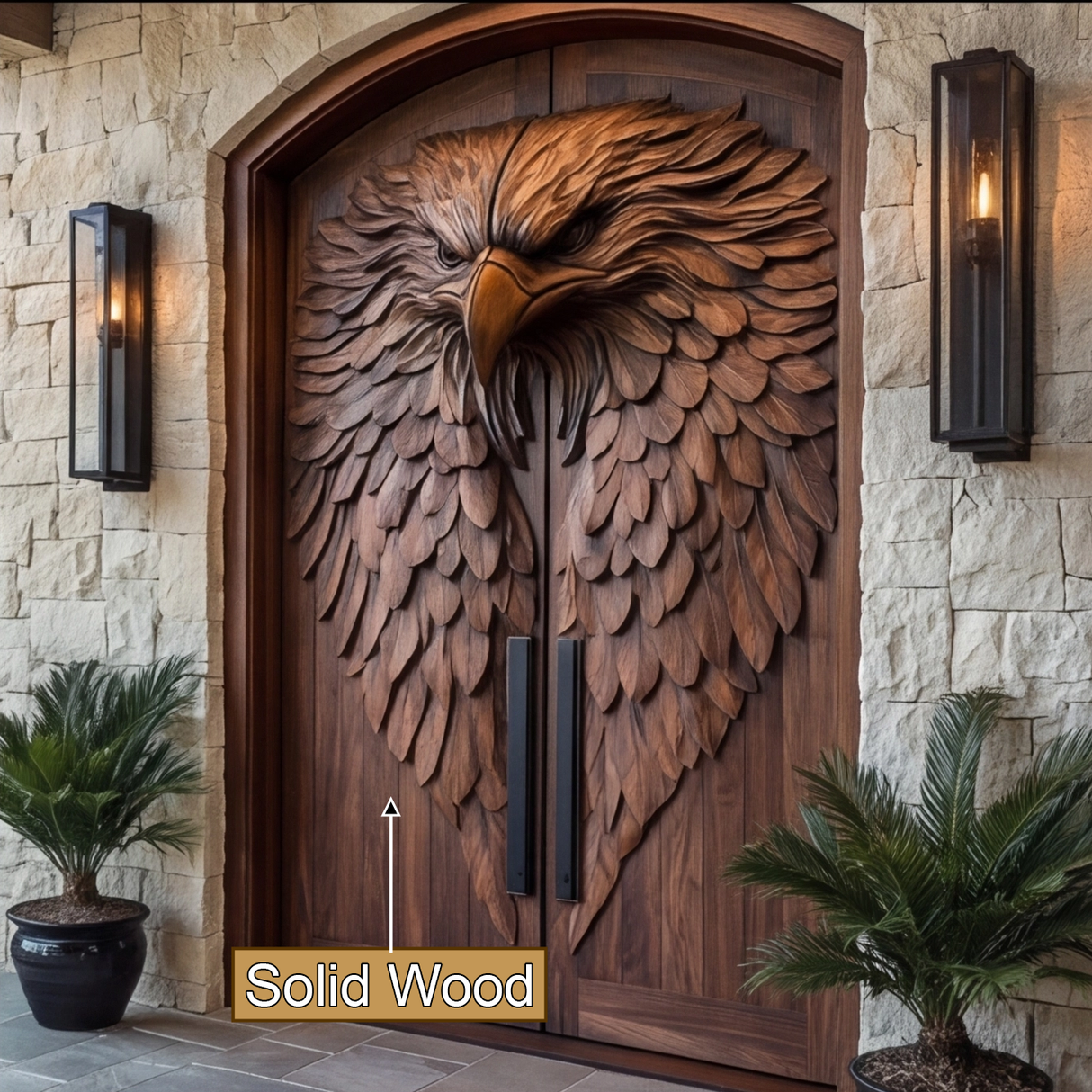 Dravion Sculpted Solid Wood Arched Double Doors - Timberustic Door