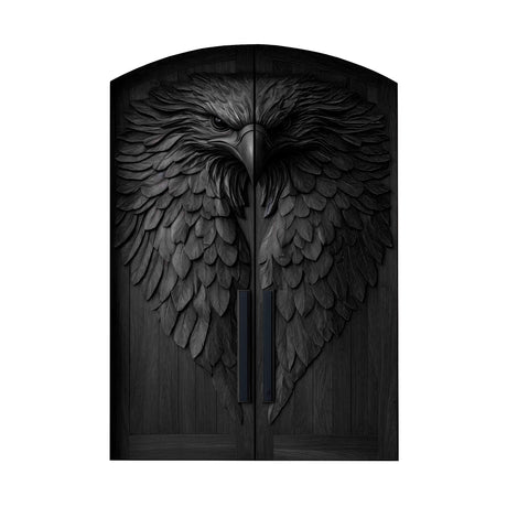 Dravion Sculpted Solid Wood Arched Double Doors Black - Timberustic Door