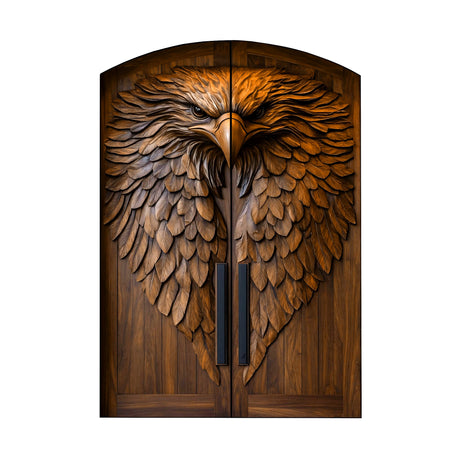 Dravion Sculpted Solid Wood Arched Double Doors Brown - Timberustic Door